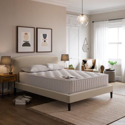 d0ca5606b907b9d3f644863a49ab1330070d8fe36622e4a655ca65b6a525d926.jpg An Image of Modern Curved Upholstered Bed Frame, Small Double Grey