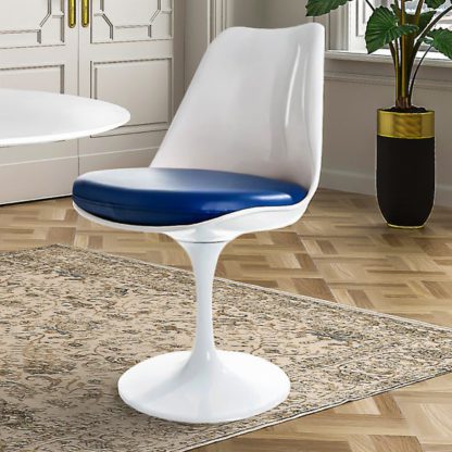 d54c492c2afdd934d4db10bb7abf4e59d23902bd99e563ff224c1602a57696c0.jpg An Image of Fusion Living White Tulip Dining Chair with PU Cushion