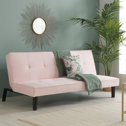 dff33ed4b0efd853e54665c8f4a52f187cafe99d18fec2f7c06f2afdef7339cb.jpg An Image of Aurora - Fold-Out Sofa Bed - Blush Pink - Fabric