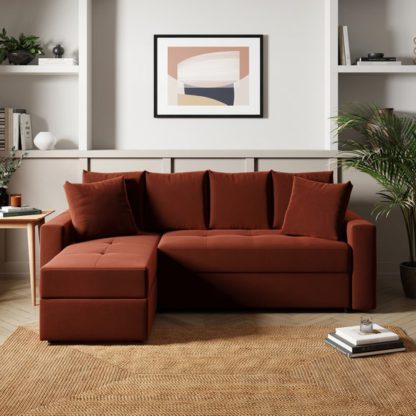 fcc1f9b502047f53f755784793b87cd34d0b6ef2f1f69d266b8862fc8baa0ea2.jpg An Image of Westley Velvet Corner Sofa Bed