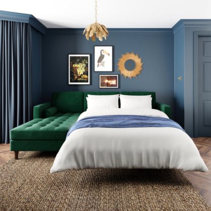 fdf192600fe90fb11a43261fd9e67ac319580a8c3fcedf7bd7b0ef27be752194.jpg An Image of Zoe Velvet Corner Storage Sofa Bed