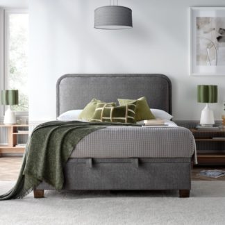An Image of Clifton - Double - Ottoman Storage Bed - Dark Grey - Velvet - 4ft6