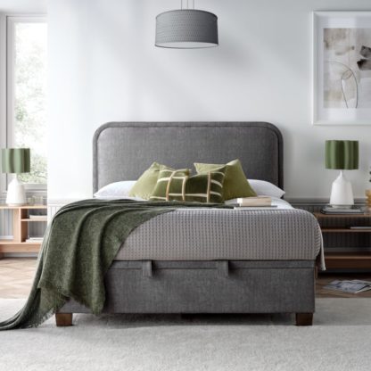 An Image of Clifton - Double - Ottoman Storage Bed - Dark Grey - Velvet - 4ft6